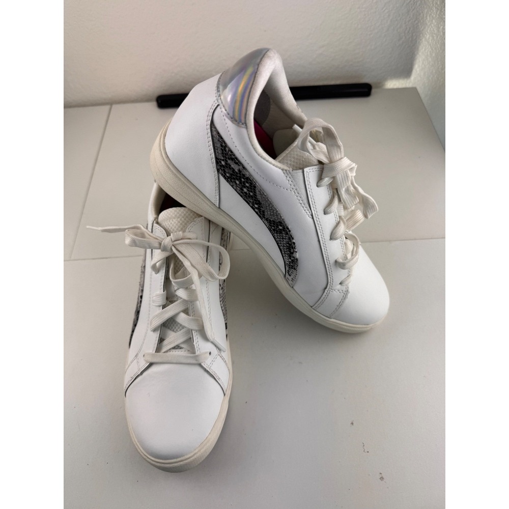 Ryka Viv Oxford White Leather‎ Sneakers with Snake Print Wedge Heel Size 9.5W